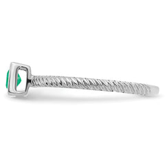 14k White Gold Square Bezel Emerald Ring