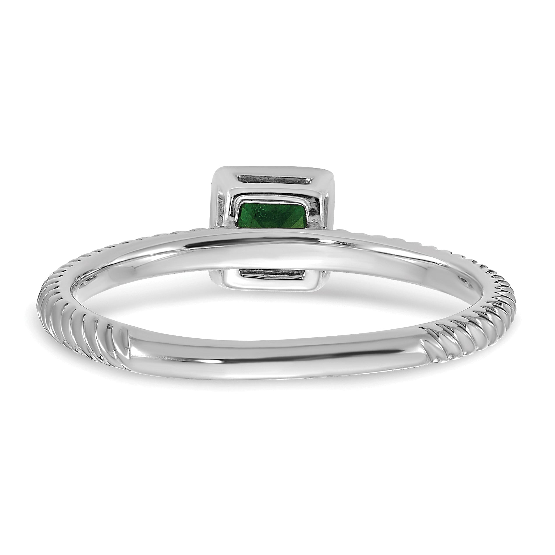 14k White Gold Square Bezel Emerald Ring