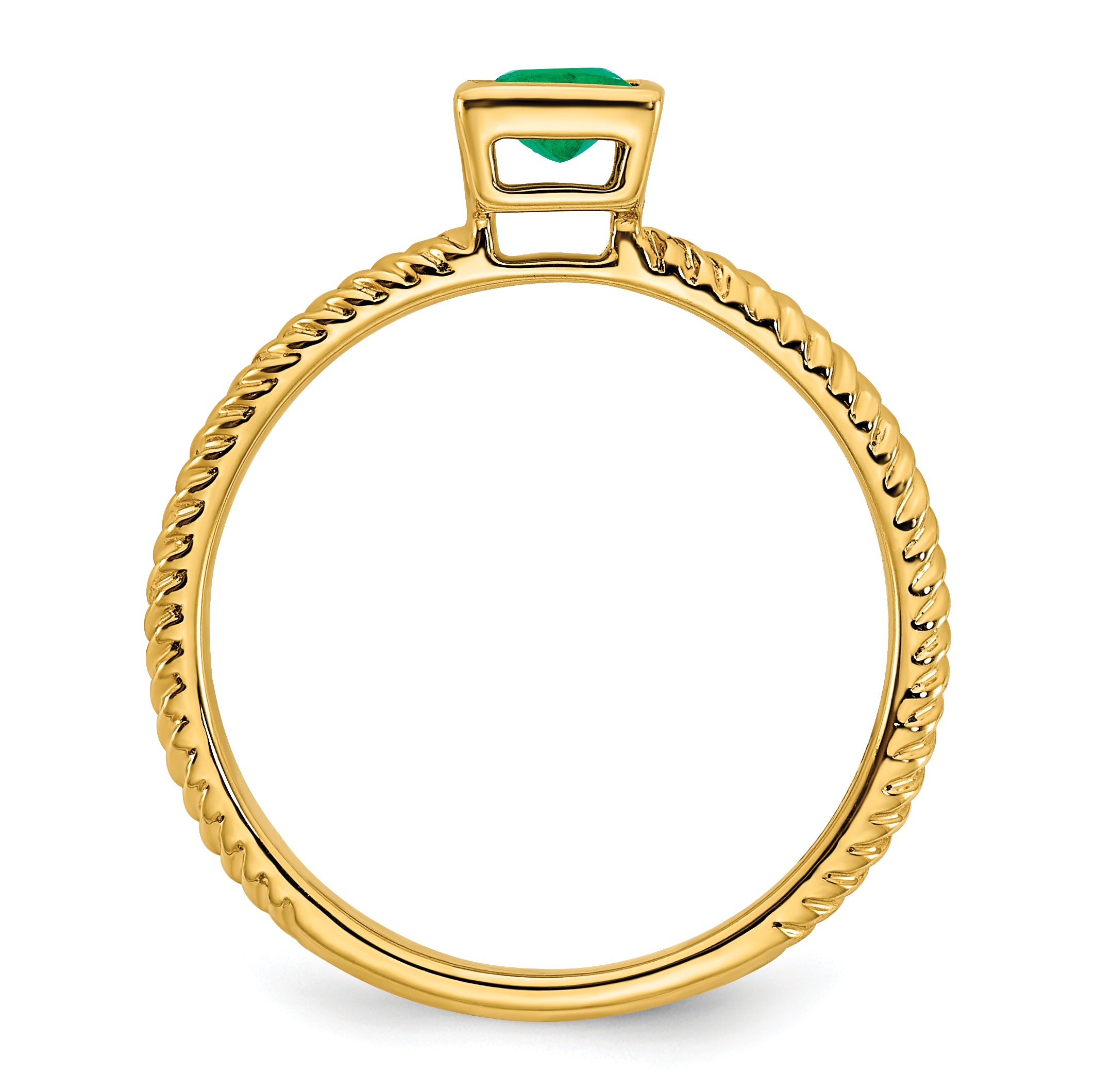 14k Square Bezel Emerald Ring