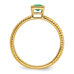 14k Square Bezel Emerald Ring