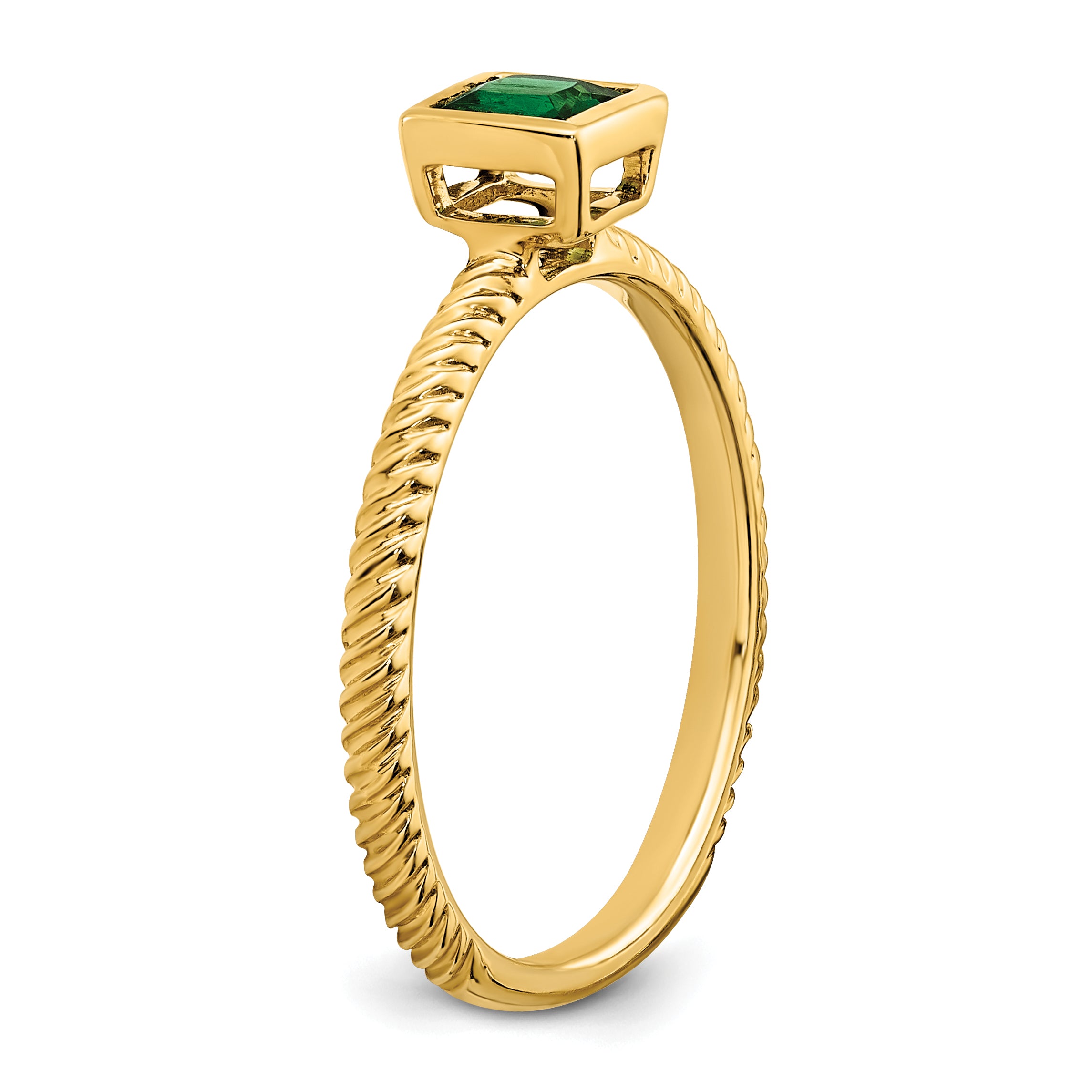 14k Square Bezel Emerald Ring