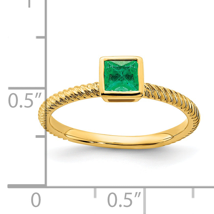 14k Square Bezel Emerald Ring