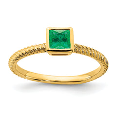 14k Square Bezel Emerald Ring