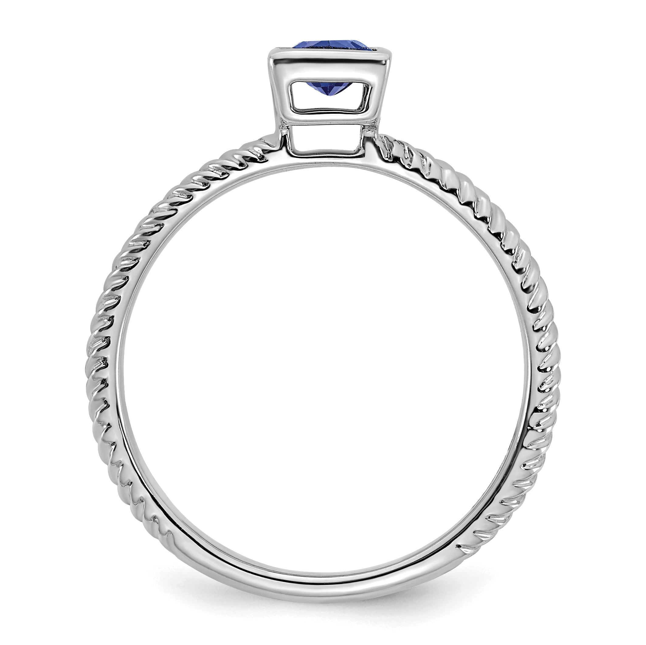 14k White Gold Square Bezel Sapphire Ring