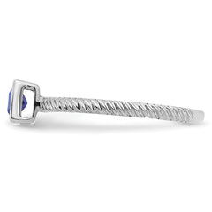 14k White Gold Square Bezel Sapphire Ring