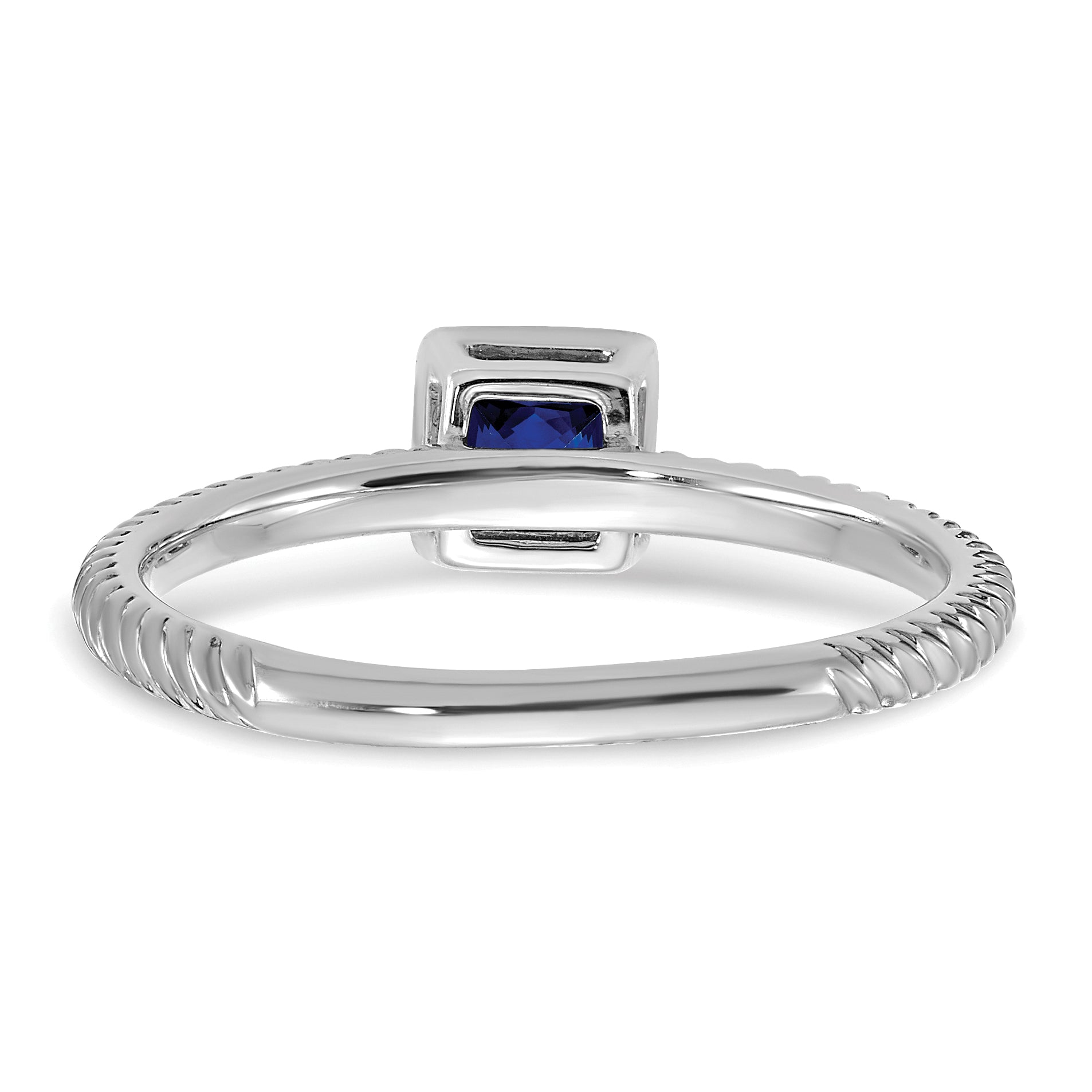 14k White Gold Square Bezel Sapphire Ring