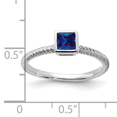 14k White Gold Square Bezel Sapphire Ring