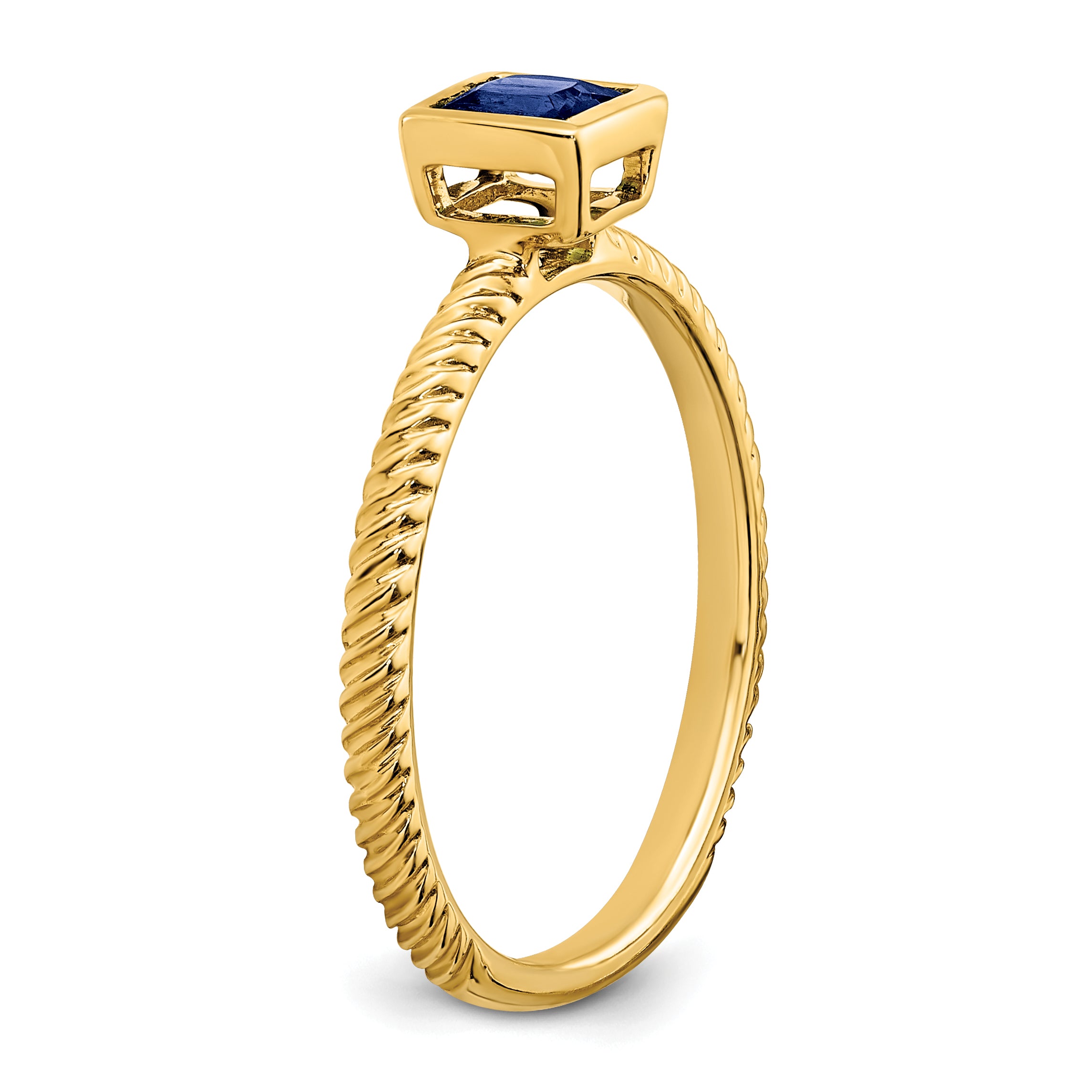 14k Square Bezel Sapphire Ring