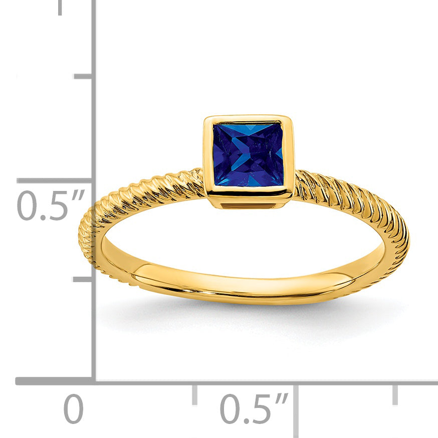 14k Square Bezel Sapphire Ring