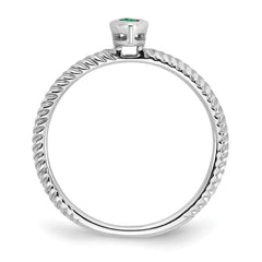 14k White Gold Marquise Bezel Emerald Ring