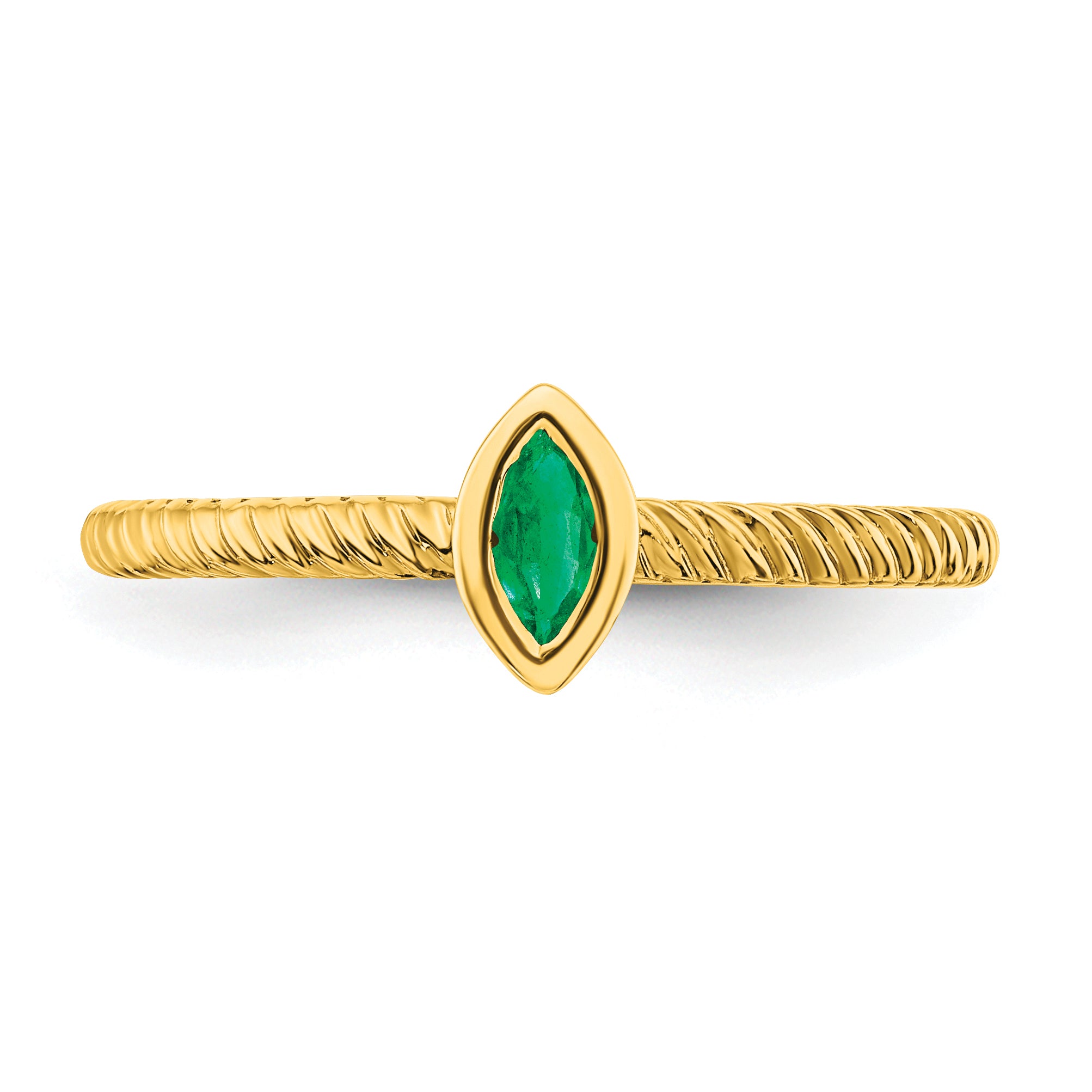 14k Marquise Bezel Emerald Ring