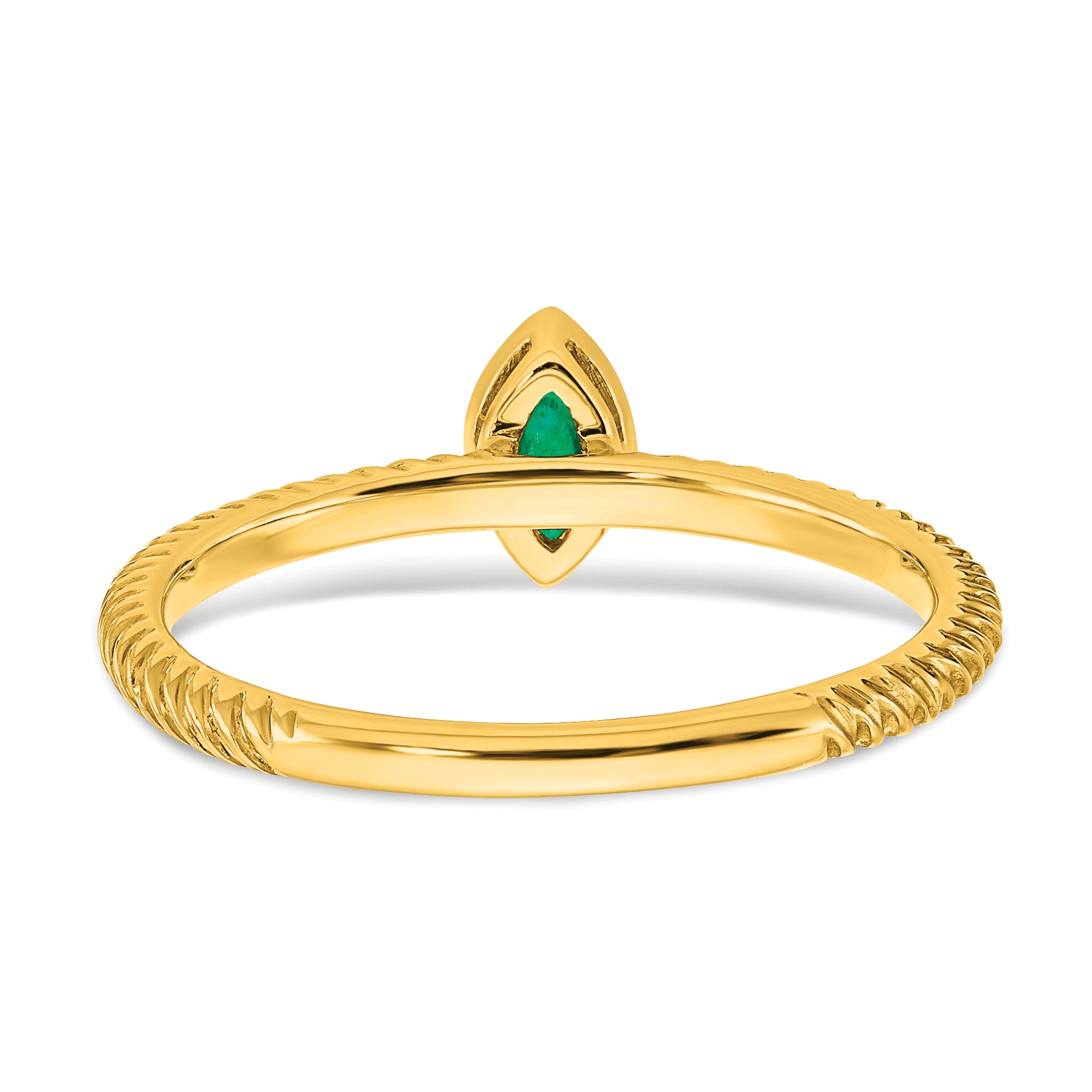 14k Marquise Bezel Emerald Ring