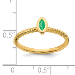 14k Marquise Bezel Emerald Ring