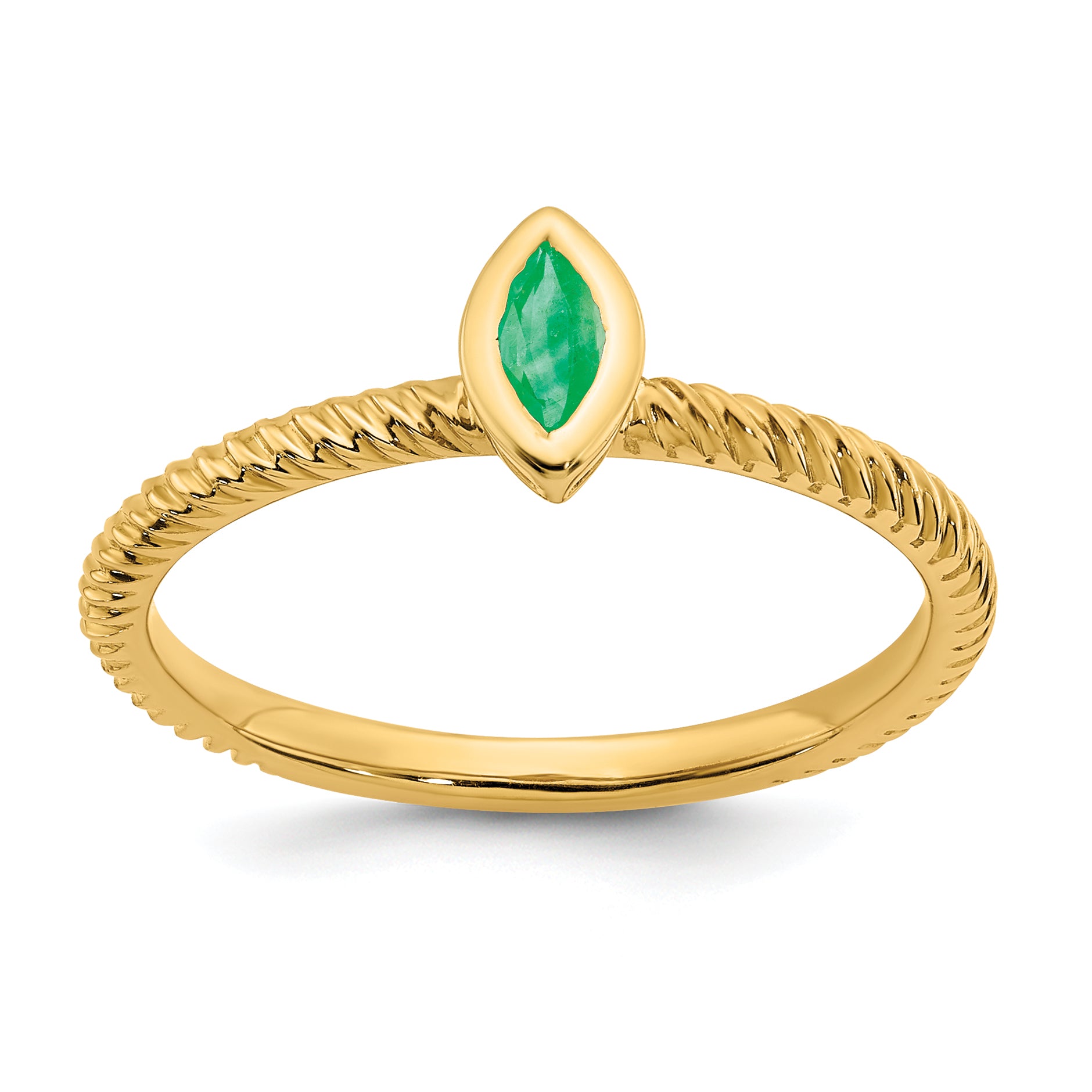 14k Marquise Bezel Emerald Ring