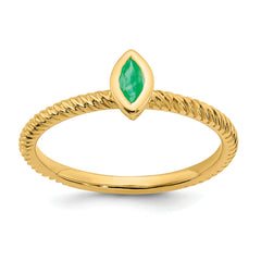 14k Marquise Bezel Emerald Ring