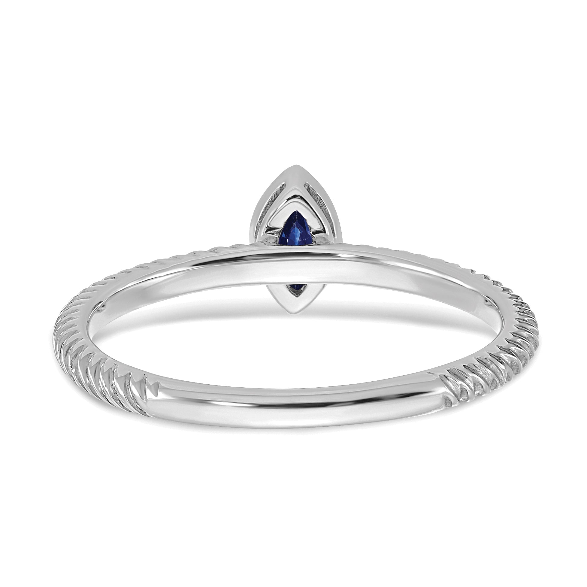 14k White Gold Marquise Bezel Sapphire Ring