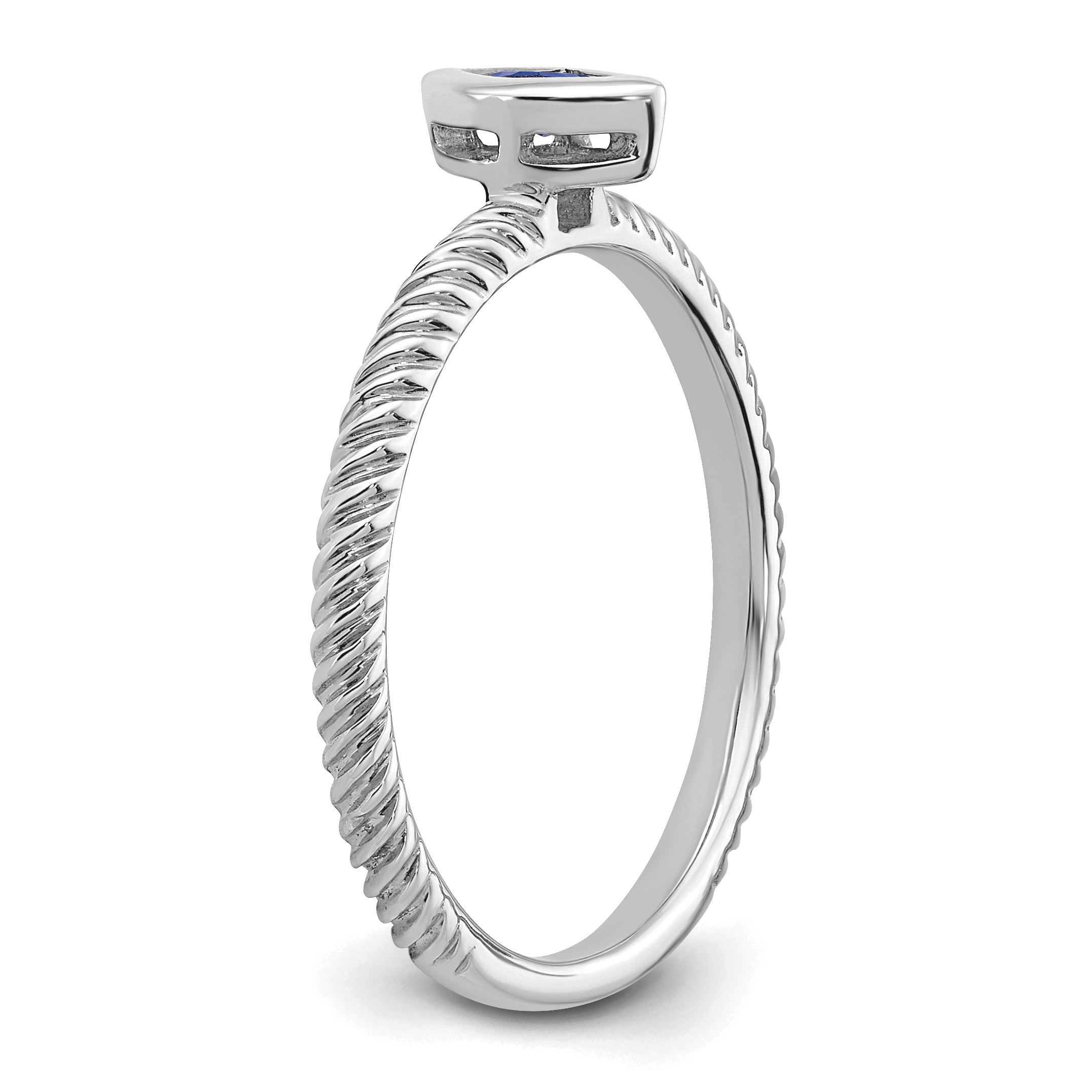 14k White Gold Marquise Bezel Sapphire Ring