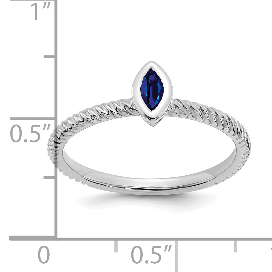 14k White Gold Marquise Bezel Sapphire Ring