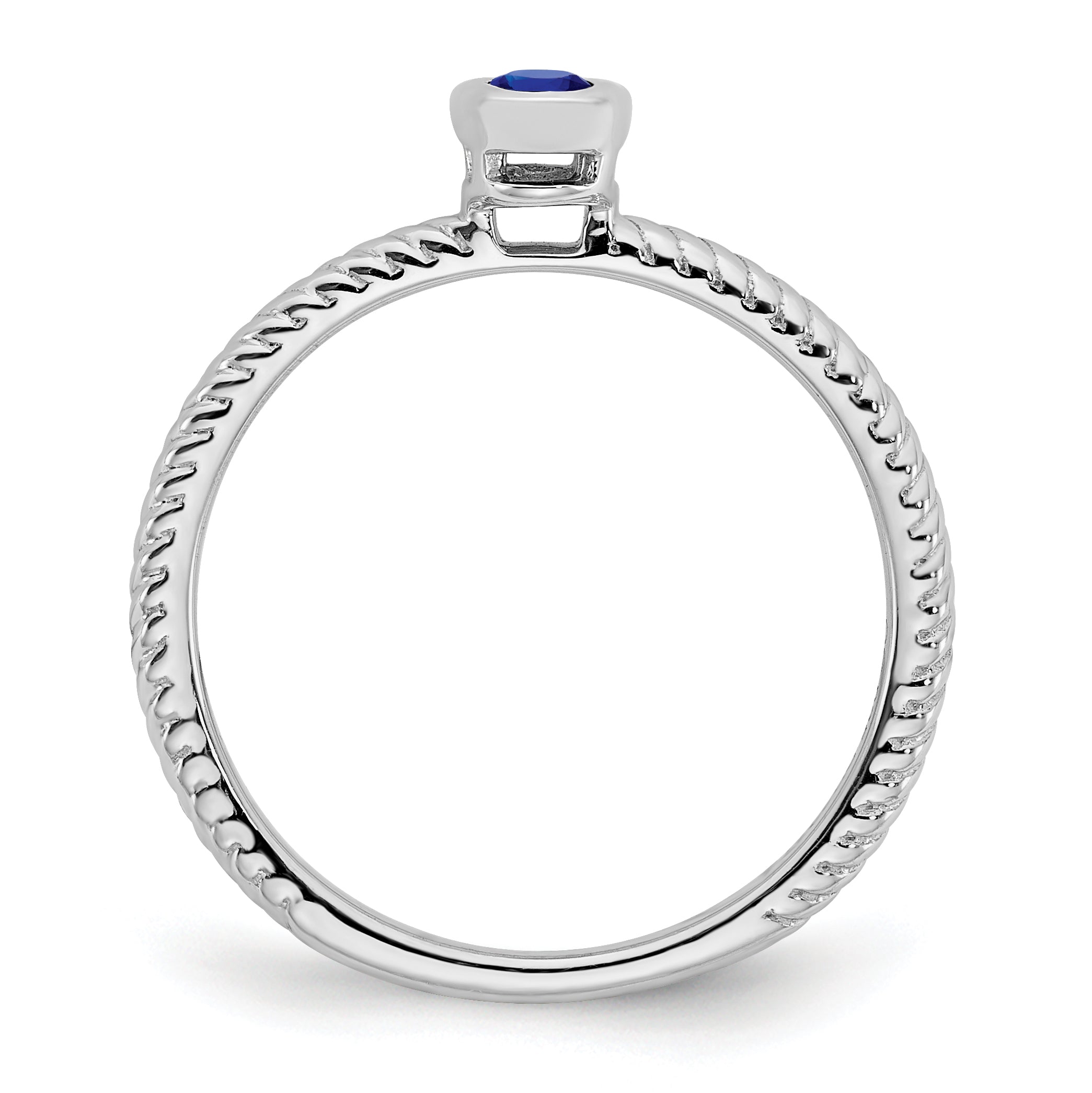 14k White Gold Oval Bezel Sapphire Ring