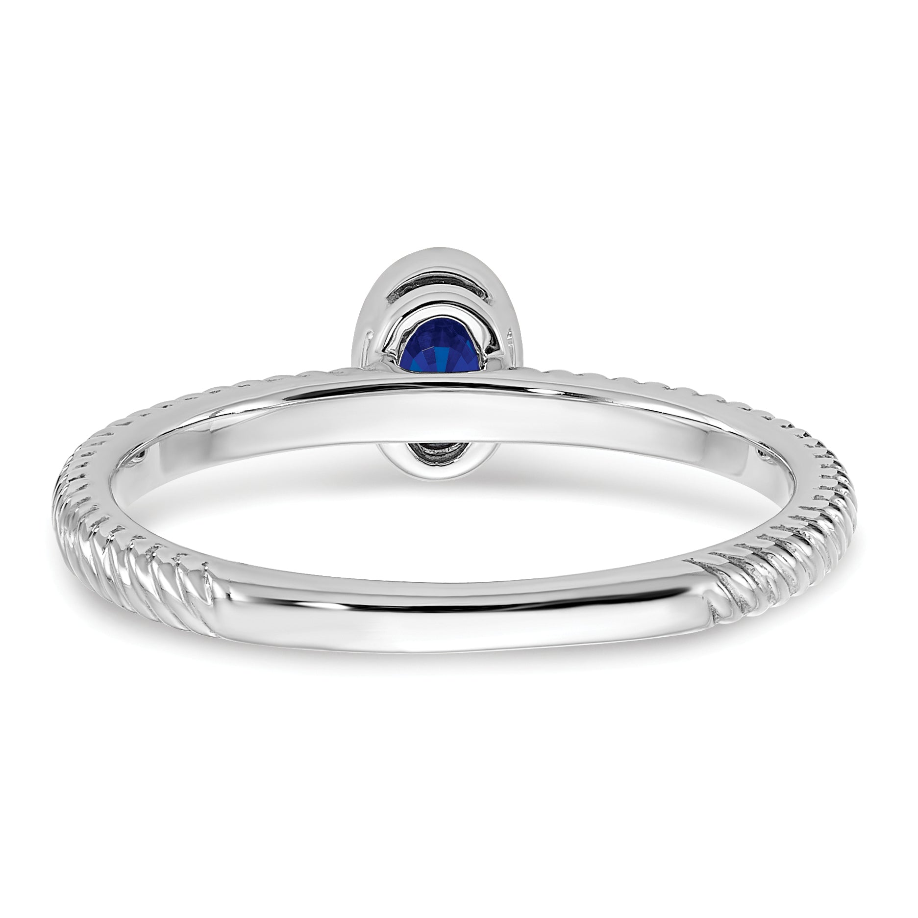 14k White Gold Oval Bezel Sapphire Ring