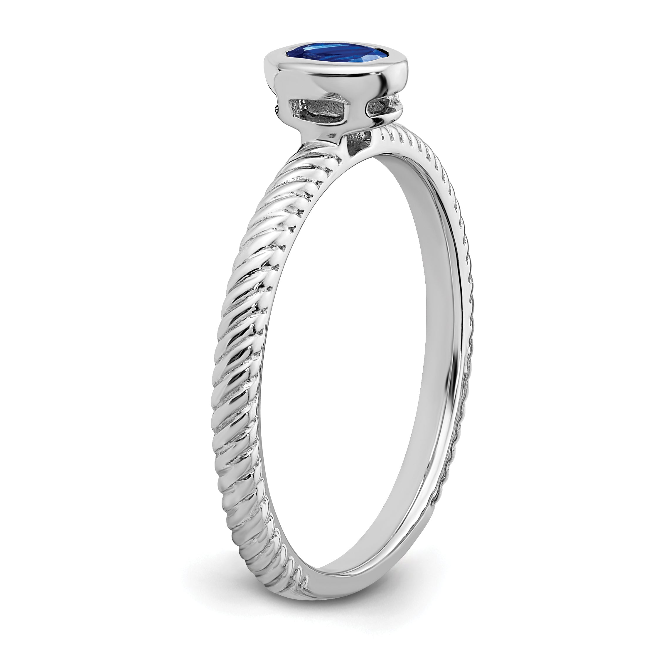 14k White Gold Oval Bezel Sapphire Ring