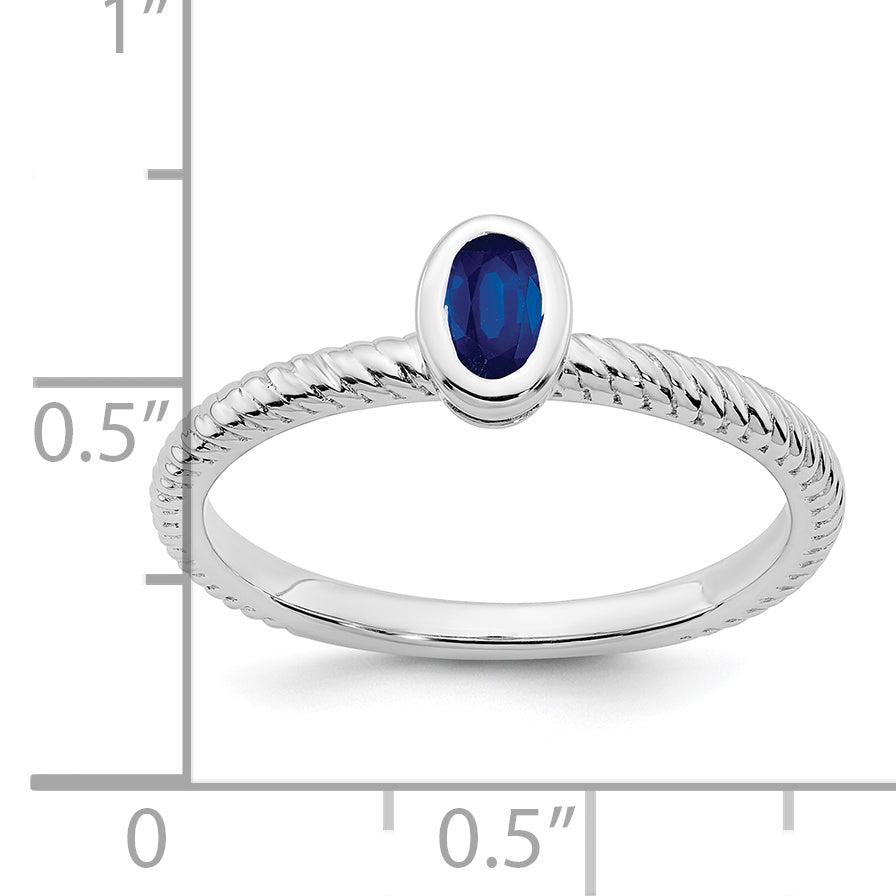 14k White Gold Oval Bezel Sapphire Ring