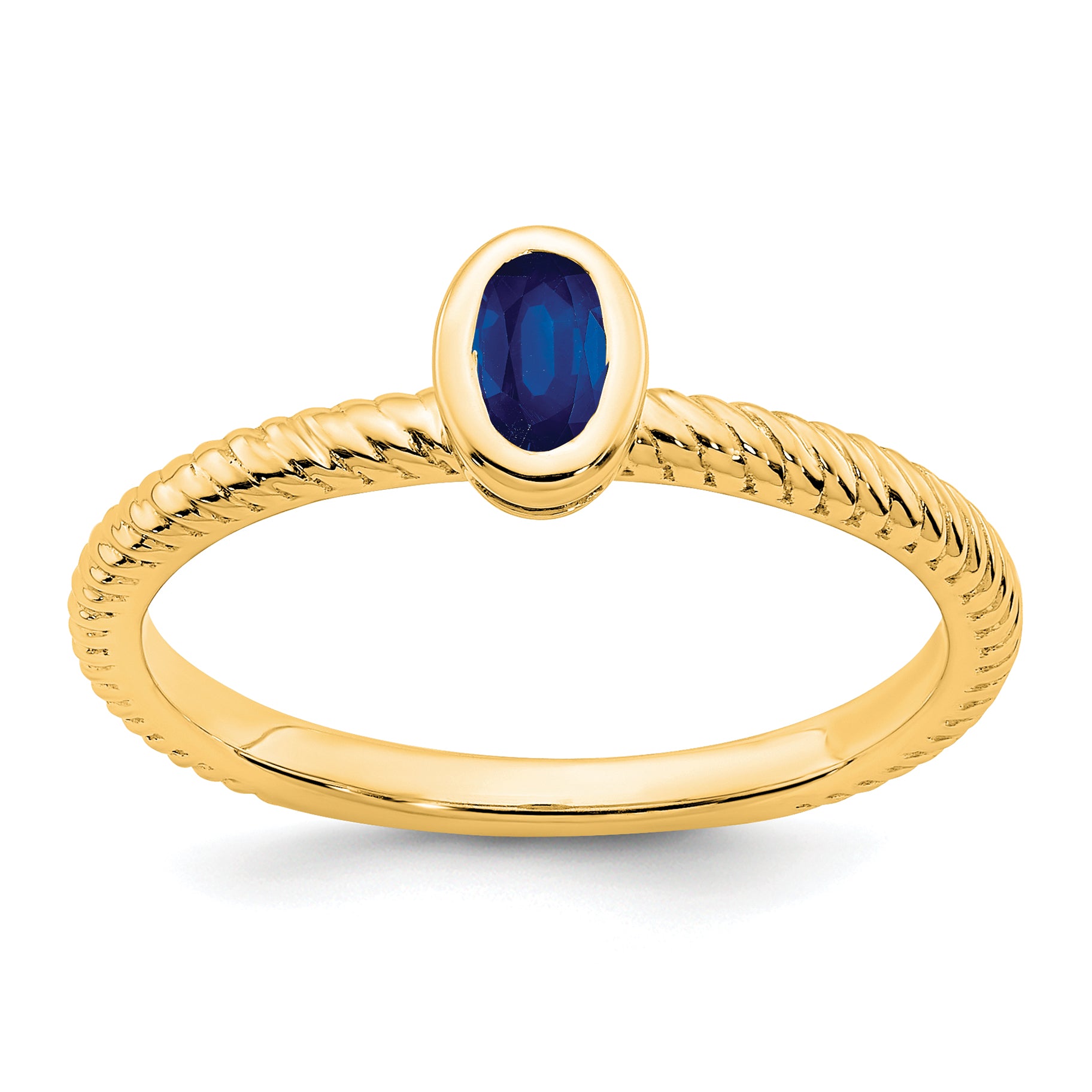 14k Oval Bezel Sapphire Ring