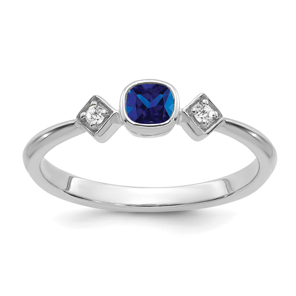 14k White Gold Sapphire and Diamond Ring