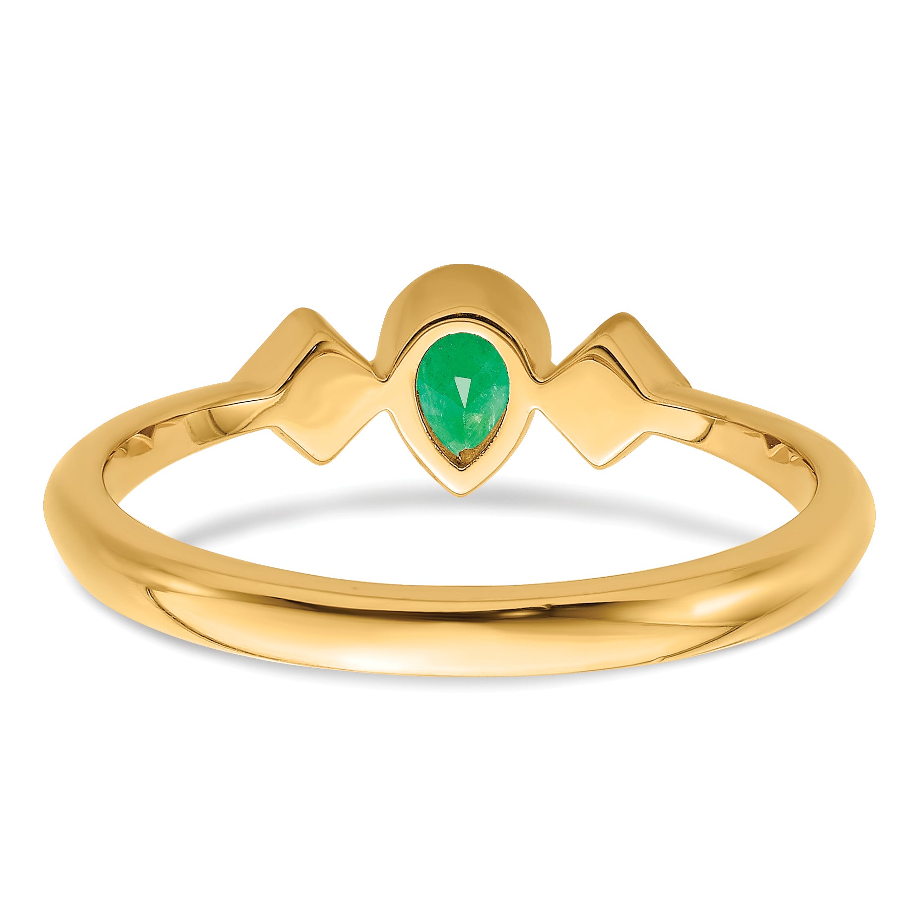 14k Pear Bezel Emerald and Diamond Ring