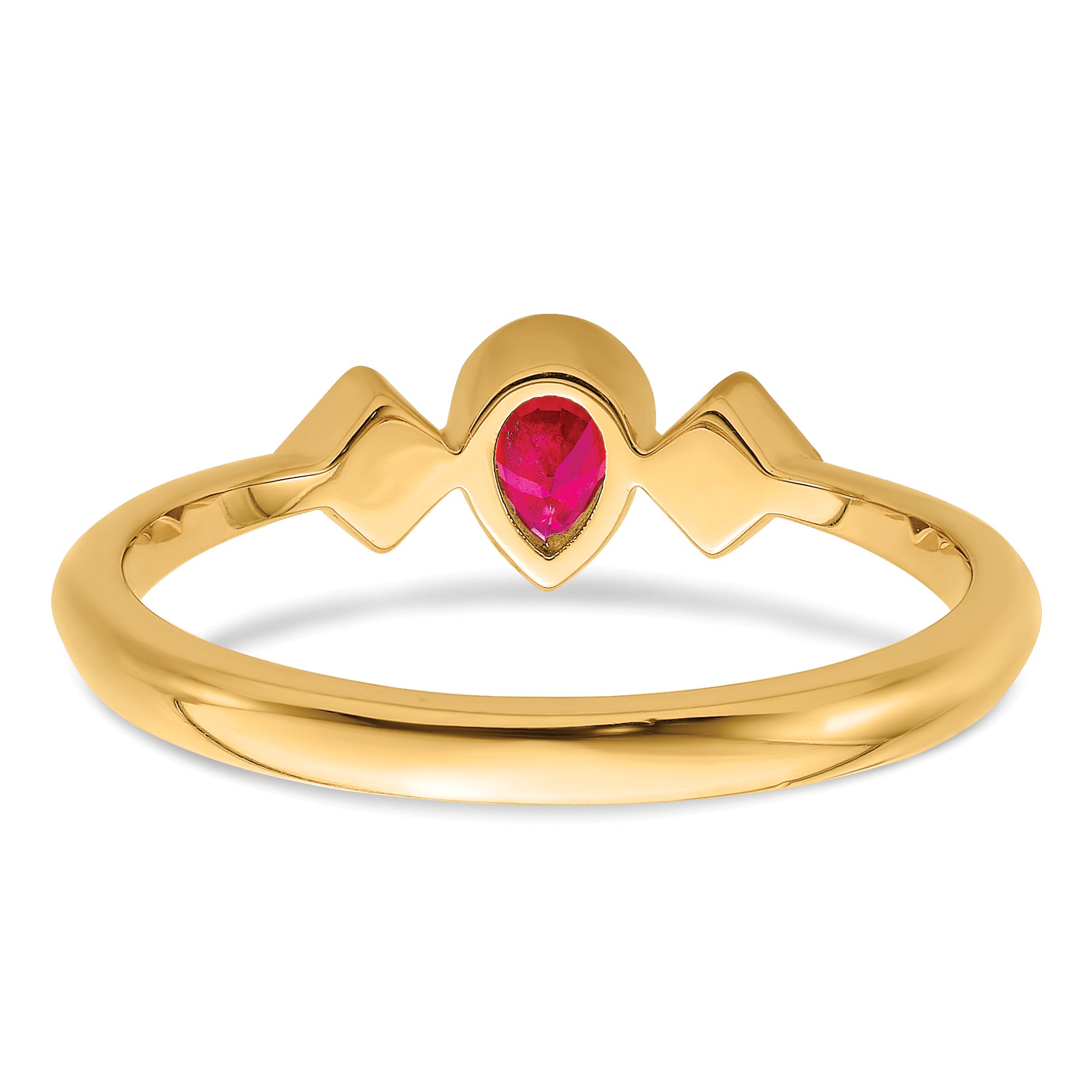 14k Pear Bezel Ruby and Diamond Ring