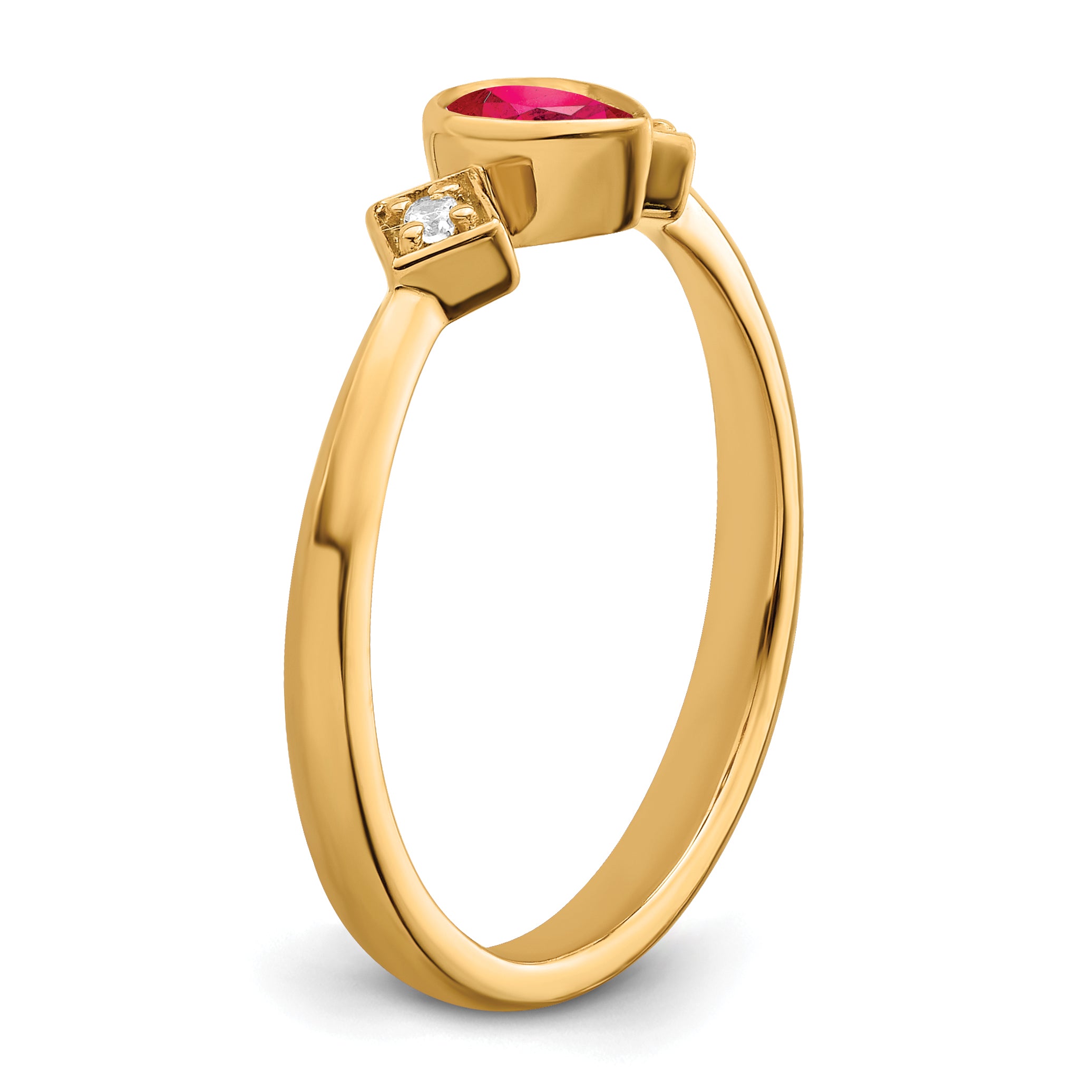 14k Pear Bezel Ruby and Diamond Ring