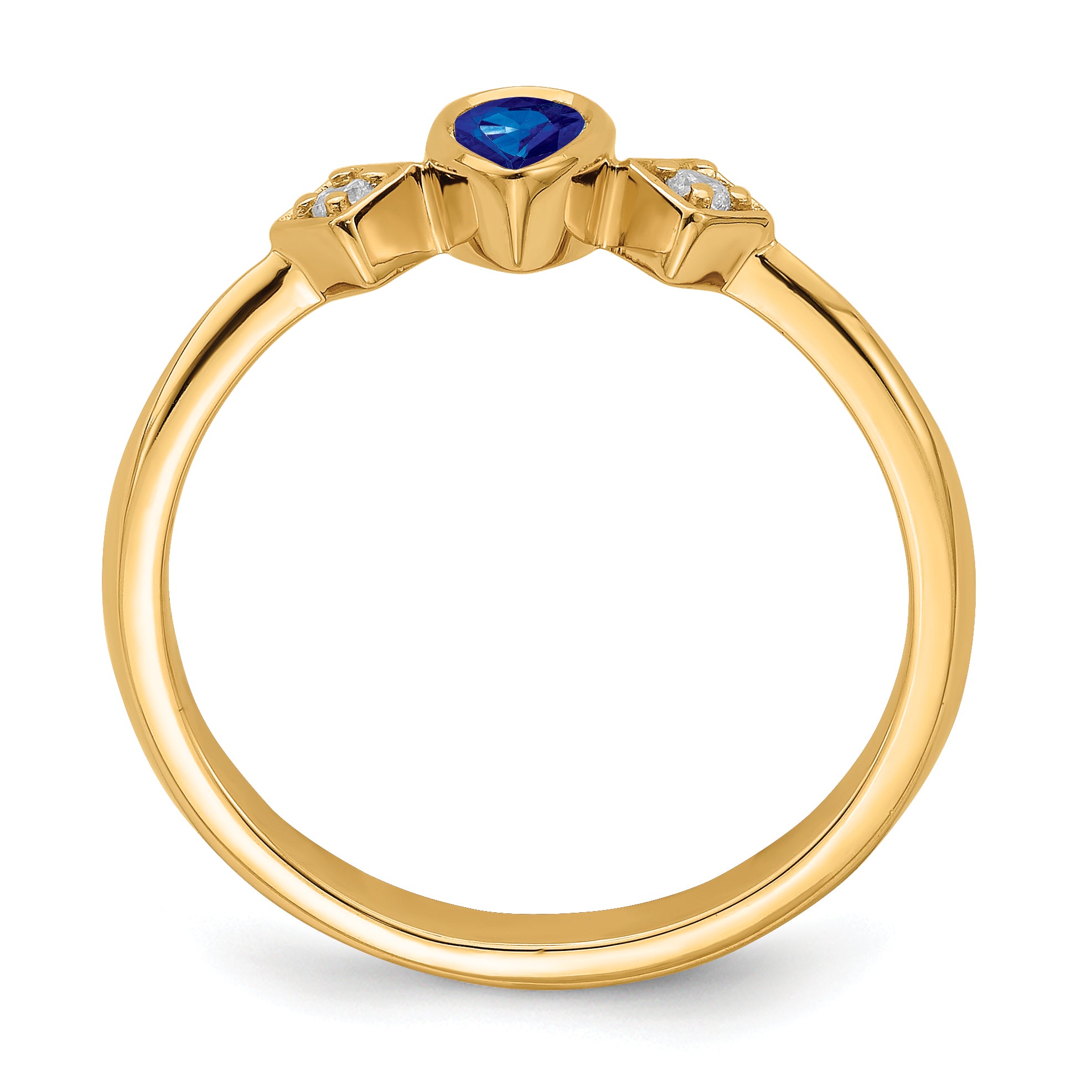 14k Pear Bezel Sapphire and Diamond Ring