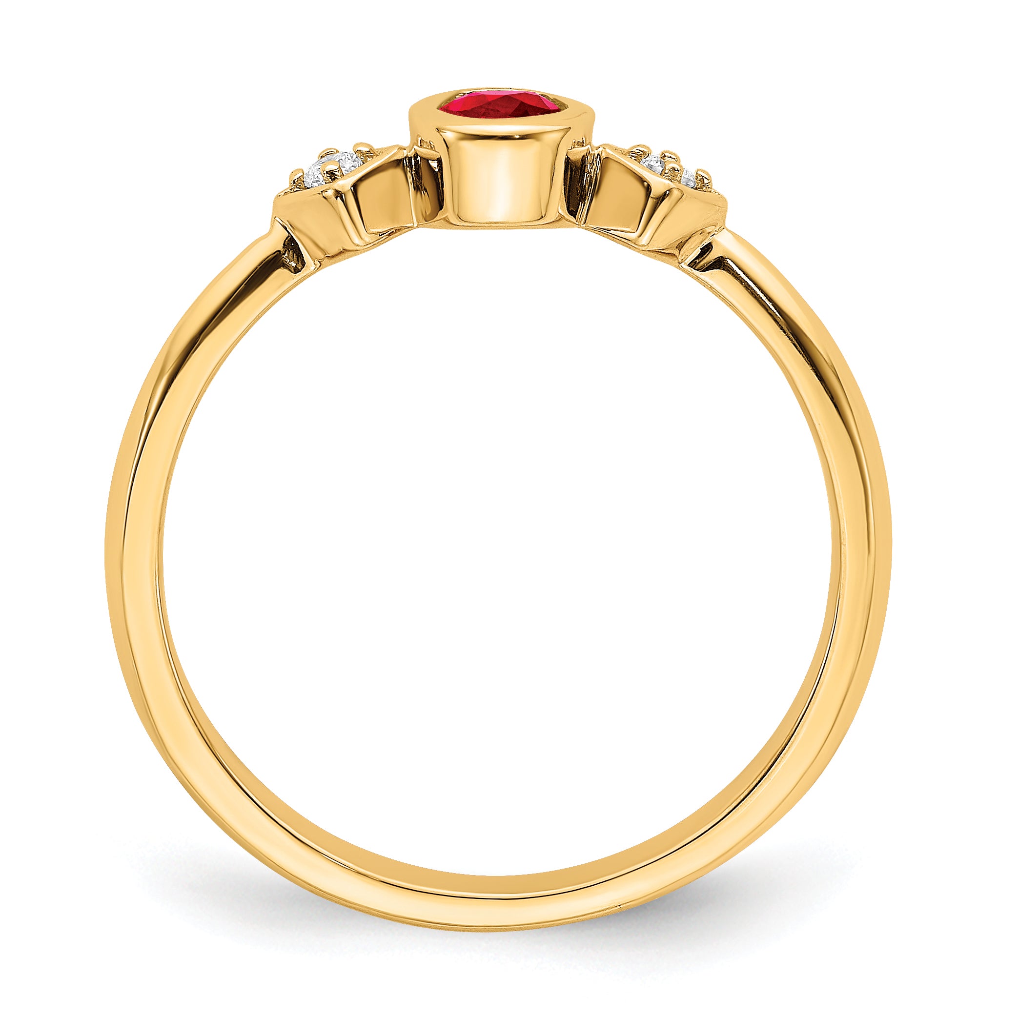 14k Oval Bezel Ruby and Diamond Ring