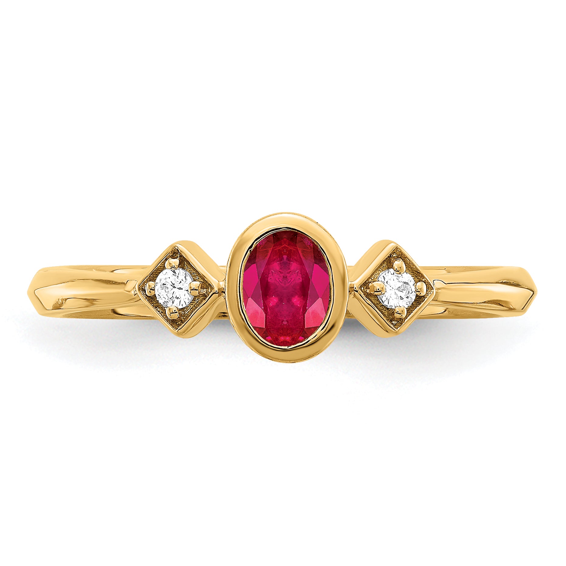 14k Oval Bezel Ruby and Diamond Ring