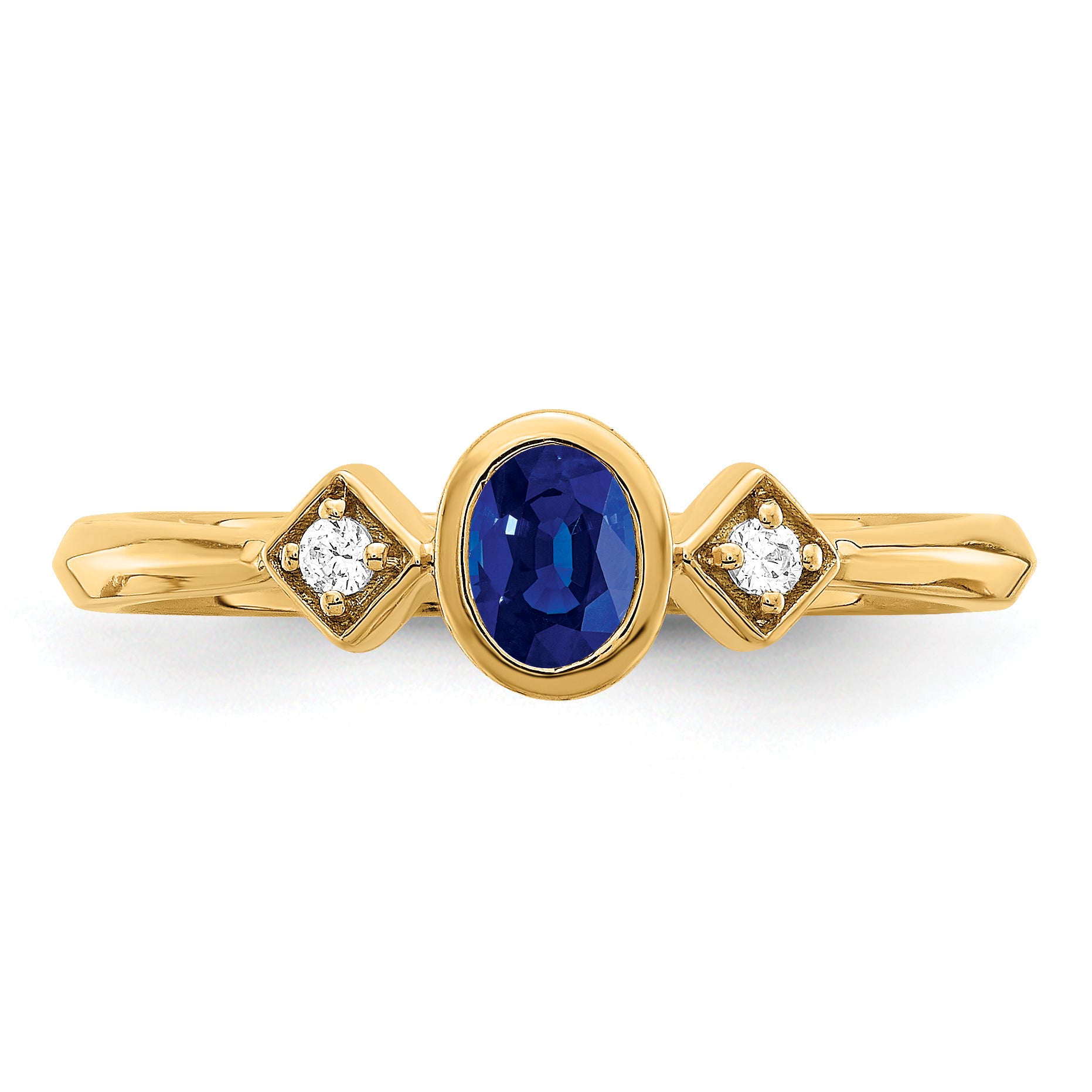 14k Oval Bezel Sapphire and Diamond Ring