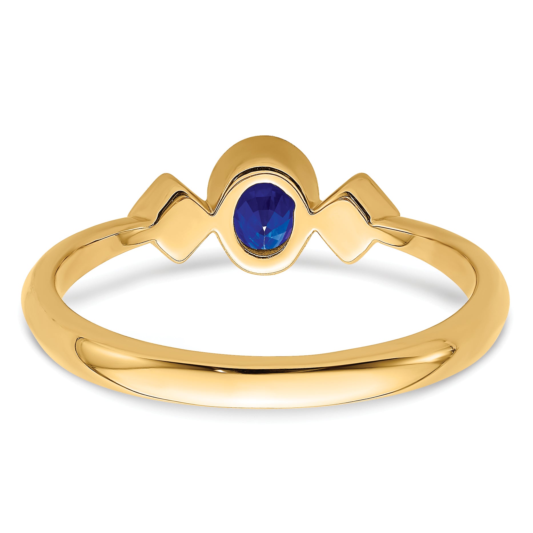 14k Oval Bezel Sapphire and Diamond Ring