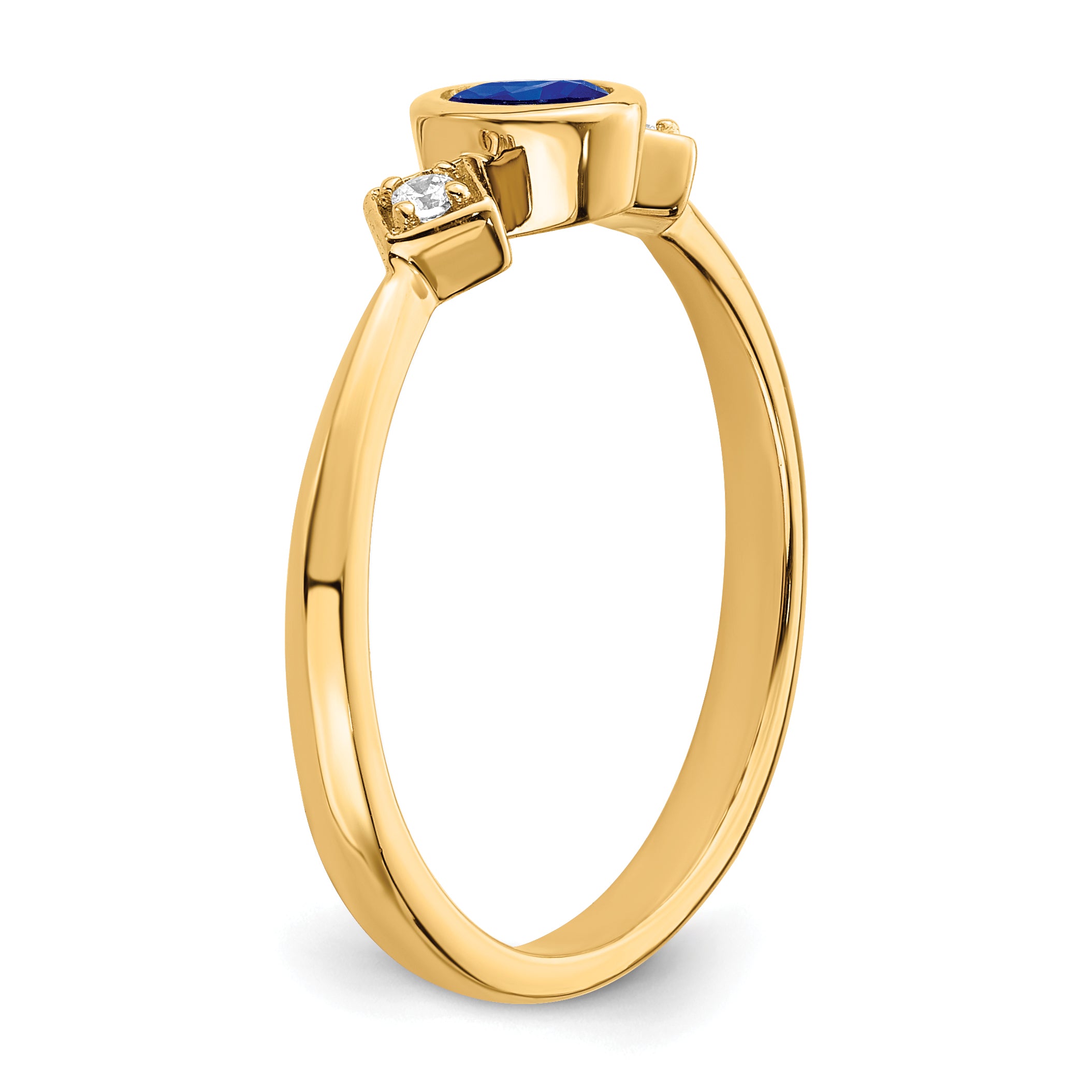 14k Oval Bezel Sapphire and Diamond Ring