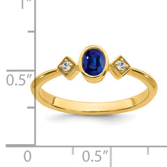 14k Oval Bezel Sapphire and Diamond Ring