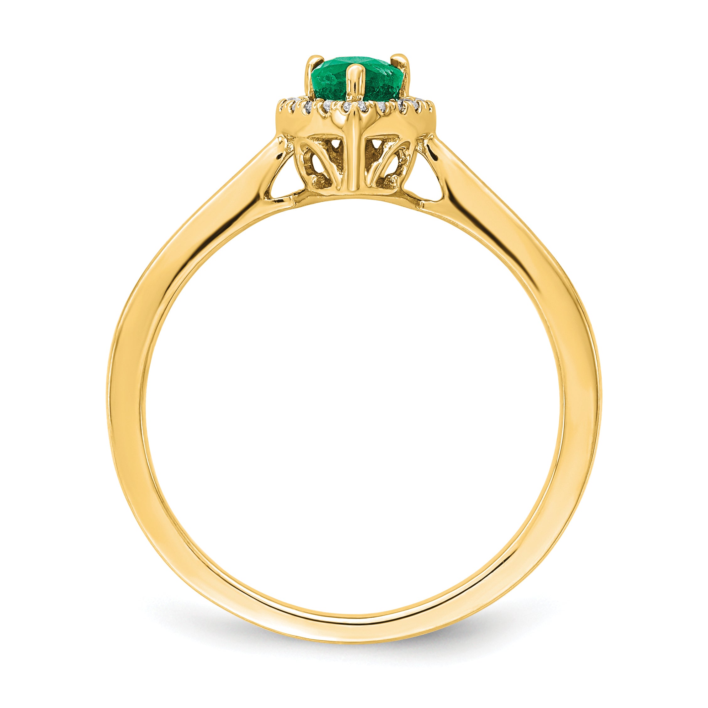 14k Pear Emerald and Diamond Halo Ring