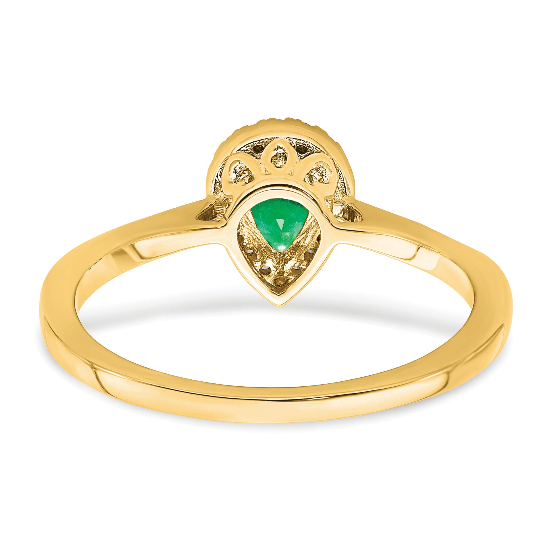 14k Pear Emerald and Diamond Halo Ring