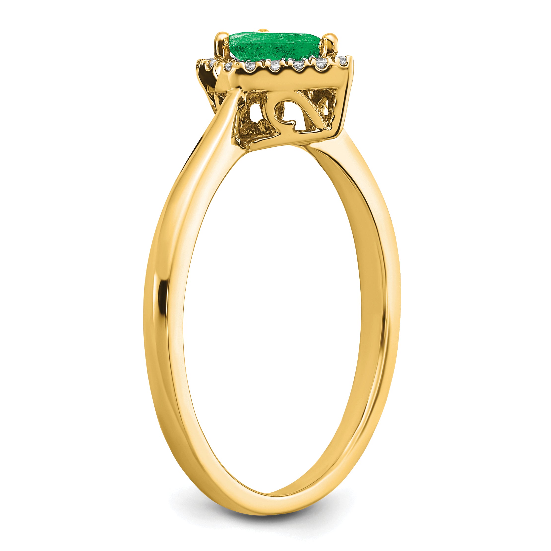 14k Pear Emerald and Diamond Halo Ring