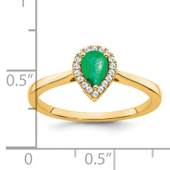 14k Pear Emerald and Diamond Halo Ring