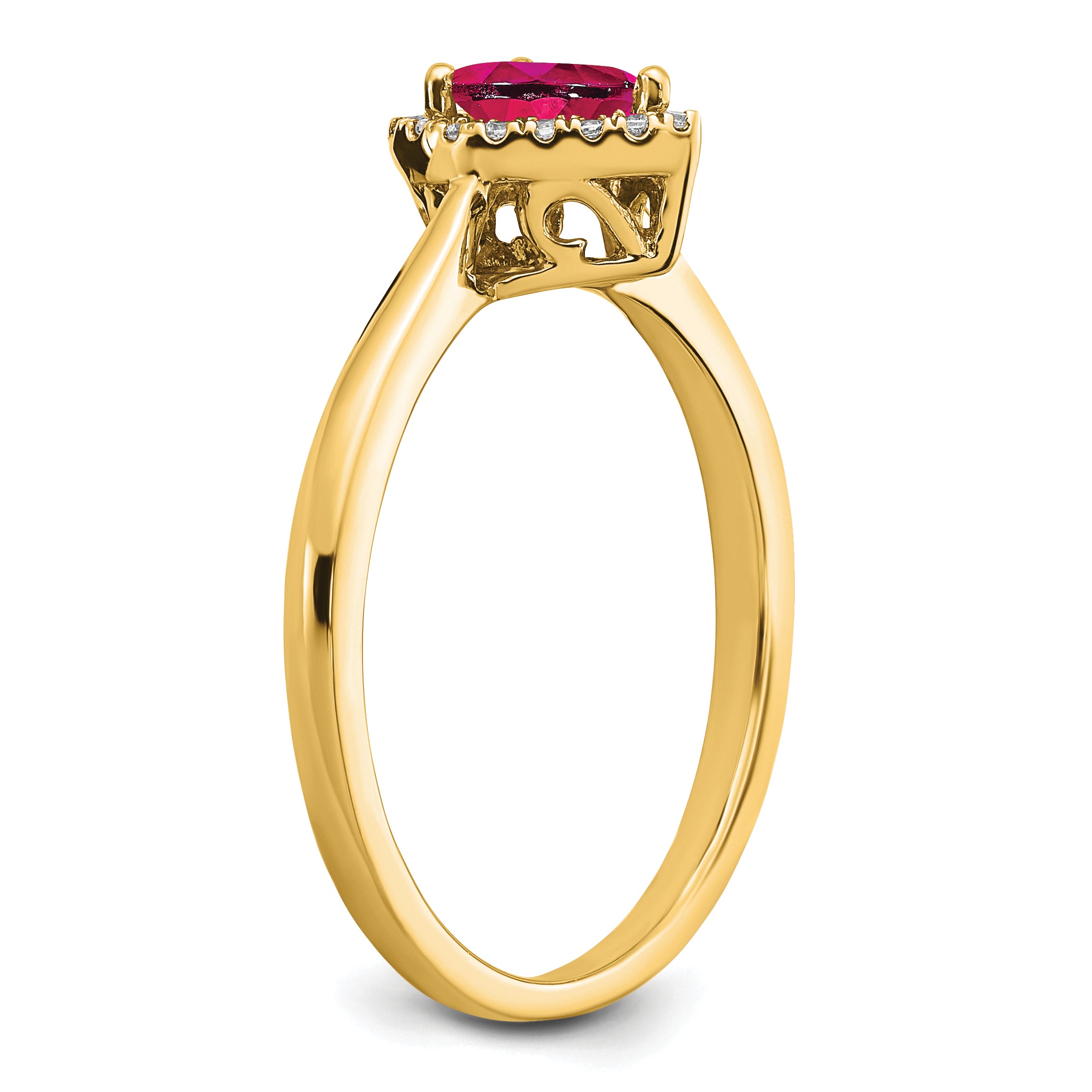 14k Pear Ruby and Diamond Halo Ring