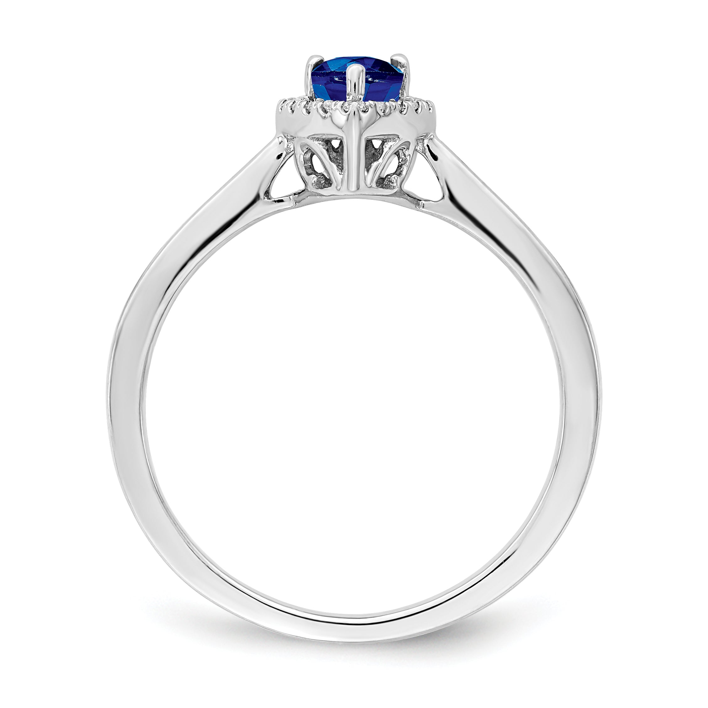 14k White Gold Pear Sapphire and Diamond Halo Ring