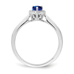 14k White Gold Pear Sapphire and Diamond Halo Ring