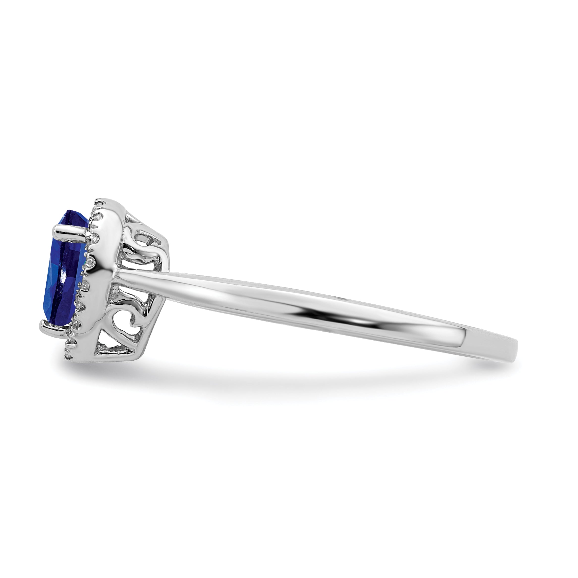 14k White Gold Pear Sapphire and Diamond Halo Ring