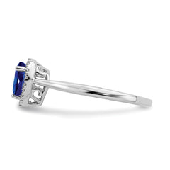 14k White Gold Pear Sapphire and Diamond Halo Ring