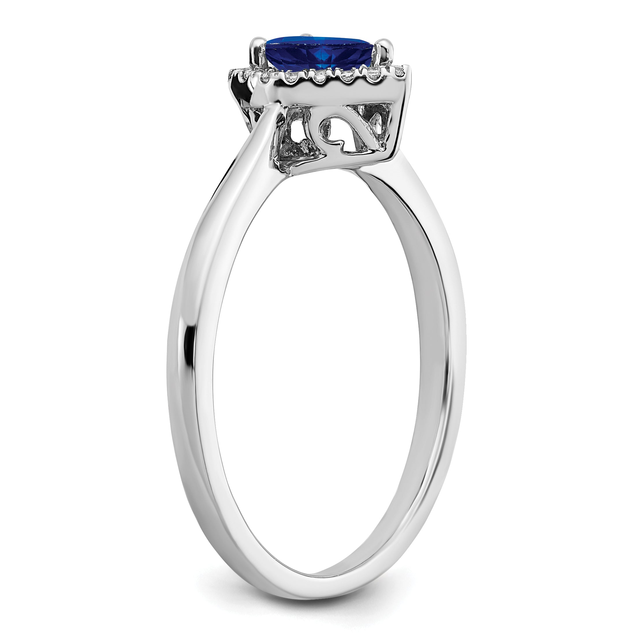 14k White Gold Pear Sapphire and Diamond Halo Ring