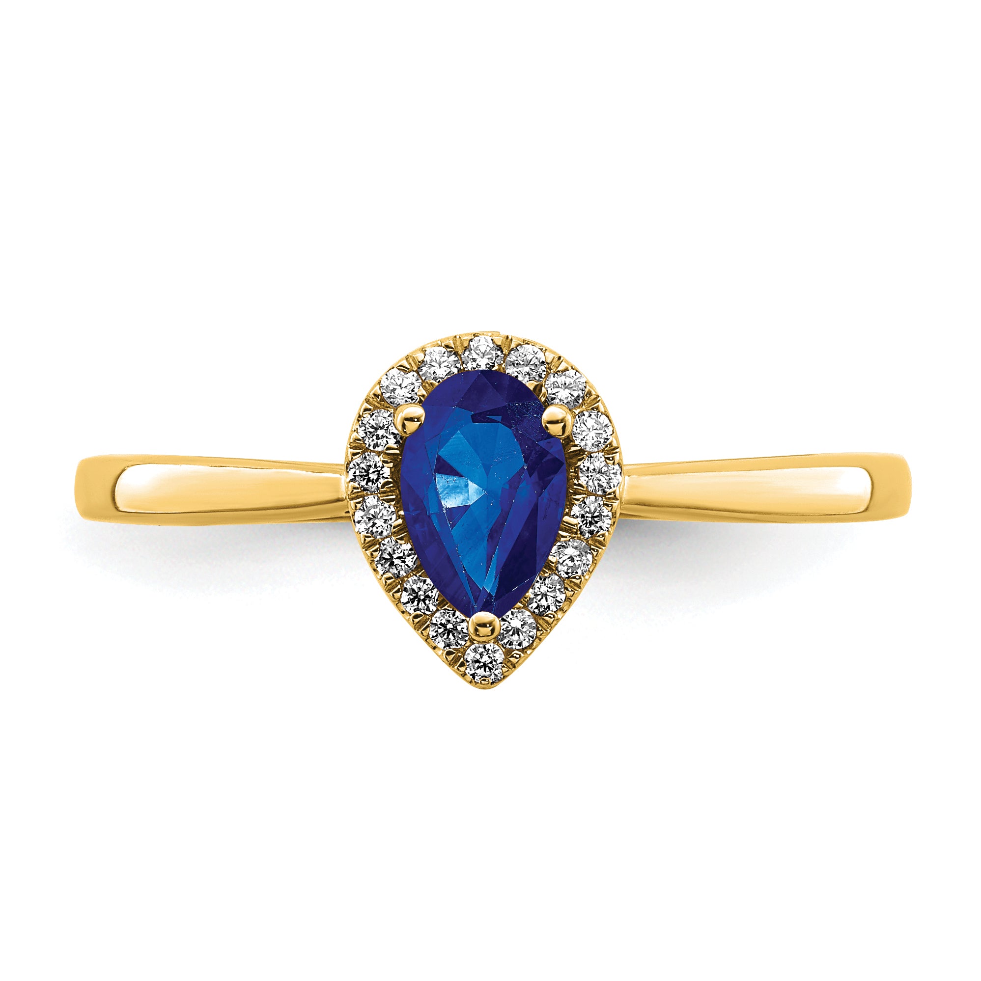 14k Pear Sapphire and Diamond Halo Ring