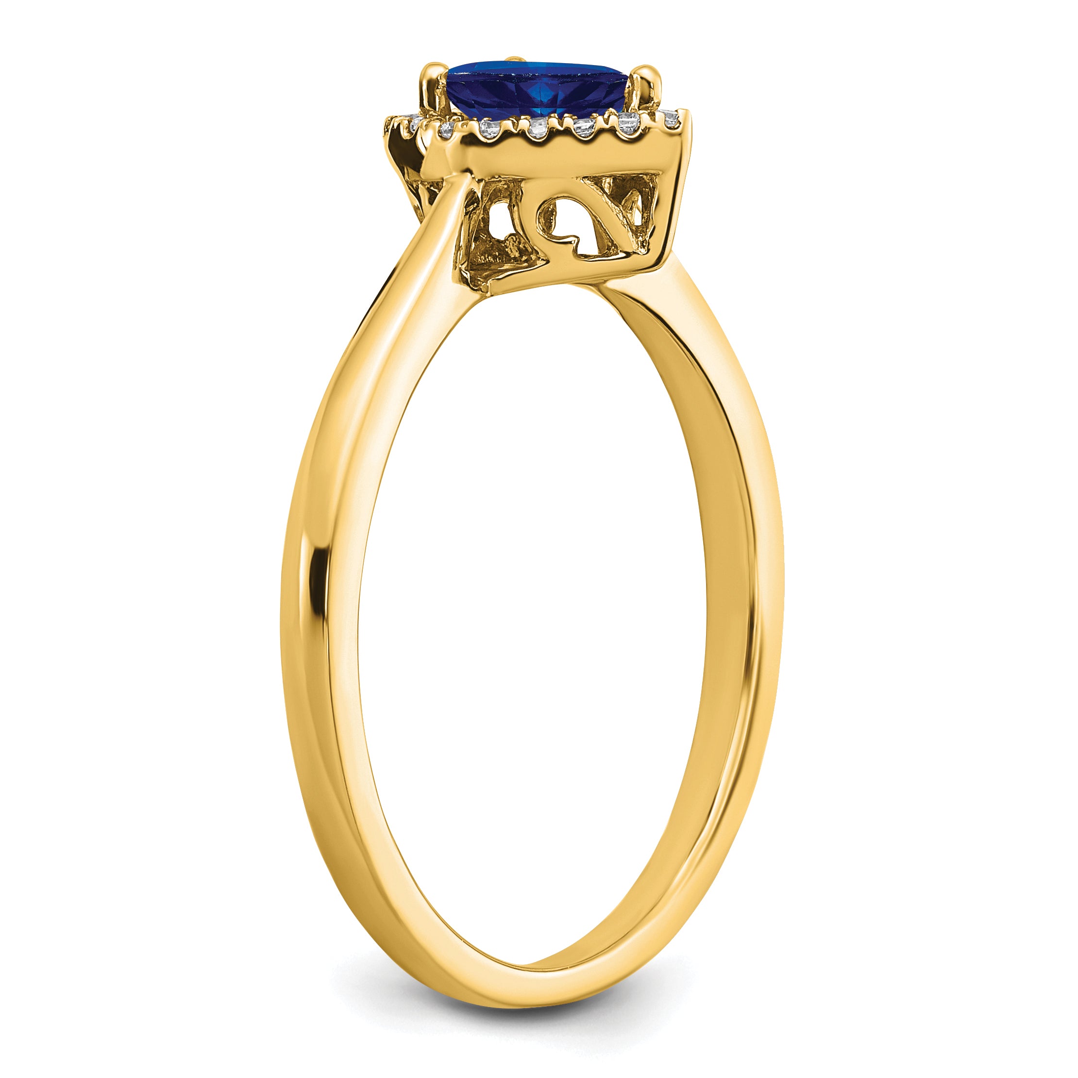 14k Pear Sapphire and Diamond Halo Ring